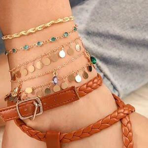 4/$25 5-piece Tassel Anklet Set